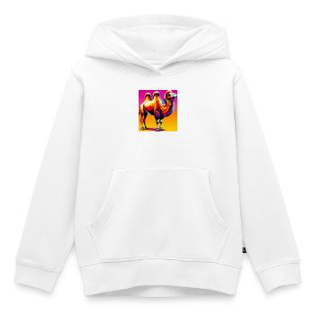 chameau - Sweat Premium à capuche enfant bio - blanc - Devant - AI Model Kid Female (0cm)