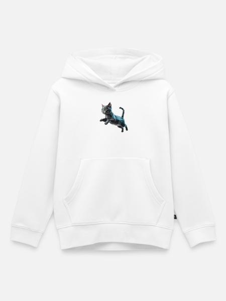 Kätzchen - Cooles Low-Poly-Logo - Kinder Premium Organic Hoodie - Weiß