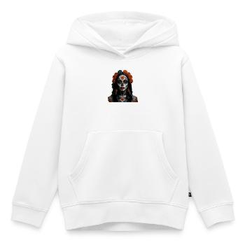 Crâne en sucre Floral Queen - Sweat Premium à capuche enfant bio - blanc - Devant - AI Model Kid Female (0cm)