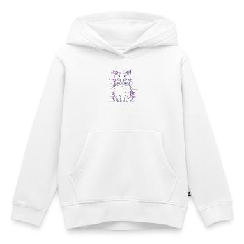 Glitch Cat Cyberpunk – Retro 90s Vaporwave - Kids Premium Organic Hoodie - white - Front - AI Model Kid Female (0cm)