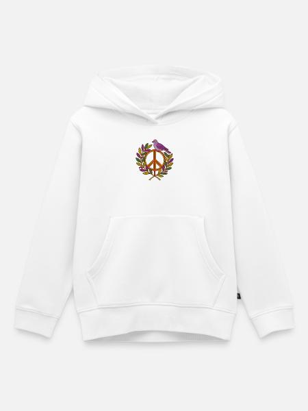 Lebendiger Friedensvogel Blumenkranz - Kinder Premium Organic Hoodie - Weiß