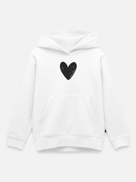 Handgezeichnetes Herzskizzen-Design - Kinder Premium Organic Hoodie - Weiß