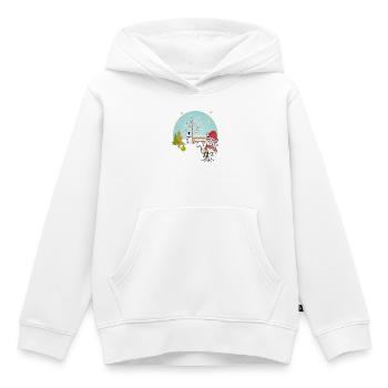 Chat avec ours en peluche en hiver - Sweat Premium à capuche enfant bio - blanc - Devant - AI Model Kid Female (0cm)