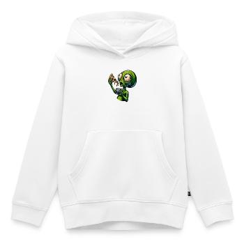 Alien mit Pizza und Kamera - Kinder Premium Organic Hoodie - Weiß - Vorne - AI Model Kid Female (0cm)