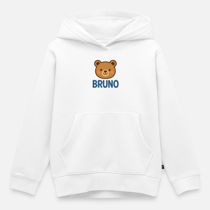 Bruno - Sweat Premium à capuche enfant bio - blanc
