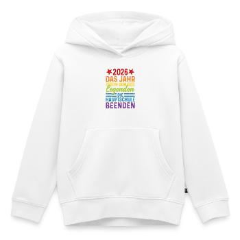 2026 Das Jahr in dem Legenden Hauptschule beenden - Kinder Premium Organic Hoodie - Weiß - Vorne - AI Model Kid Female (0cm)