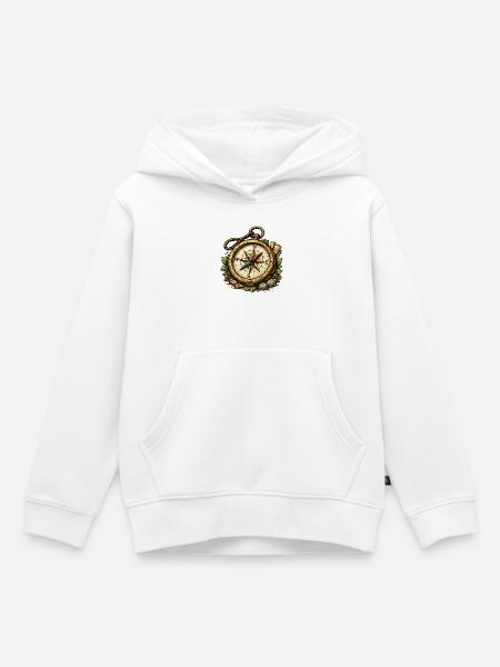 Kompass Abenteuer - Kinder Premium Organic Hoodie - Weiß