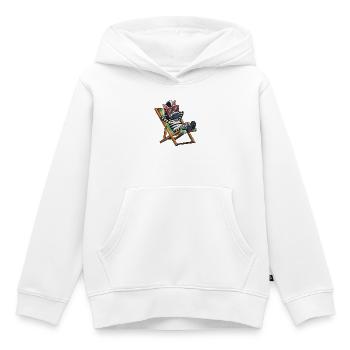 Le zèbre se détendant sur une chaise longue avec des rayures colorées - Sweat Premium à capuche enfant bio - blanc - Devant - AI Model Kid Female (0cm)