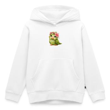 Perroquet en couronne de fleurs - Sweat Premium à capuche enfant bio - blanc - Devant - AI Model Kid Female (0cm)