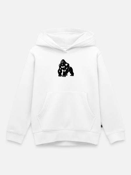 Gorilla Silverback Silhouette - Kinder Premium Organic Hoodie - Weiß