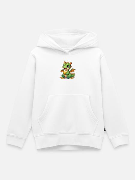 Kleiner Drache mit Gold - Kinder Premium Organic Hoodie - Weiß