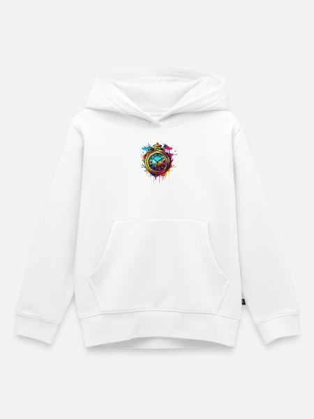 Uhr - Zeit - Zeitlos - Kinder Premium Organic Hoodie - Weiß