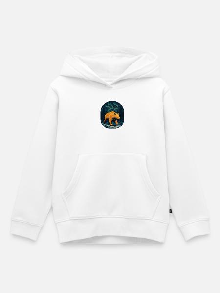 Nordlichtbär im Wald - Kinder Premium Organic Hoodie - Weiß