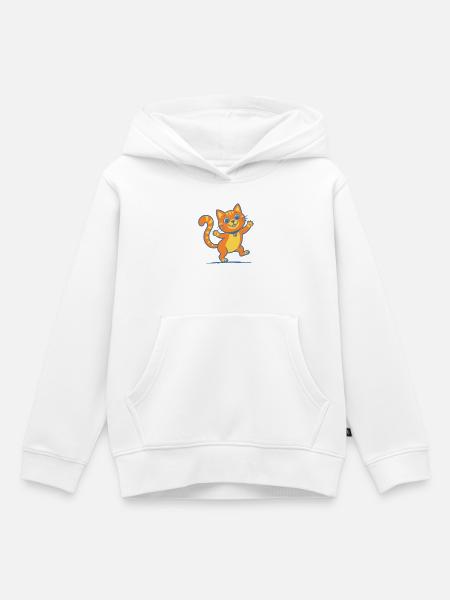 Lächelnde Orange Katze - Kinder Premium Organic Hoodie - Weiß