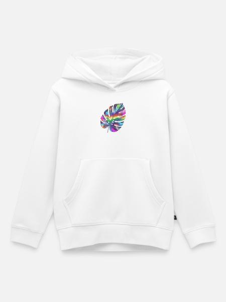 Regenbogen Monstera Wasserfarbe - Kinder Premium Organic Hoodie - Weiß