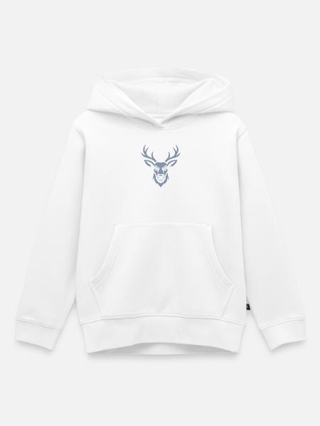 Blauer Hirschkopf - Kinder Premium Organic Hoodie - Weiß