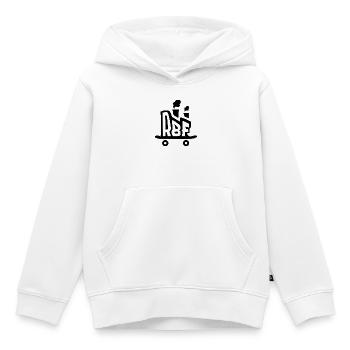 Rollbrett Fabrik Logo schwarz - Kinder Premium Organic Hoodie - Weiß - Vorne - AI Model Kid Female (0cm)