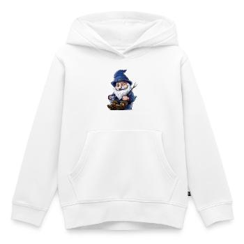 Blauer Waldgnom mit Becher - Kinder Premium Organic Hoodie - Weiß - Vorne - AI Model Kid Female (0cm)