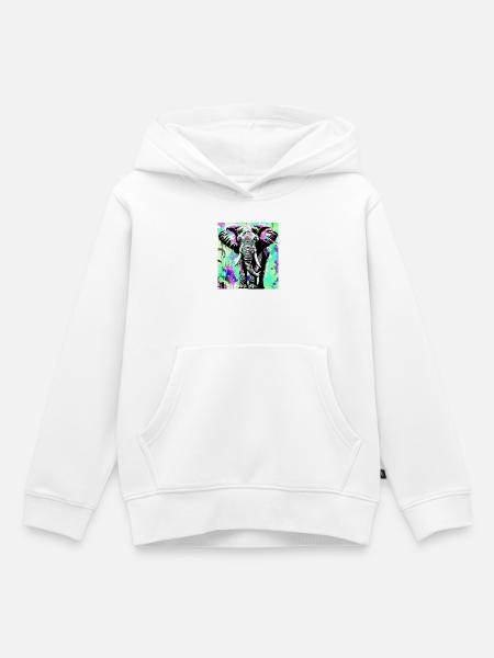 Elefant - Kinder Premium Organic Hoodie - Weiß