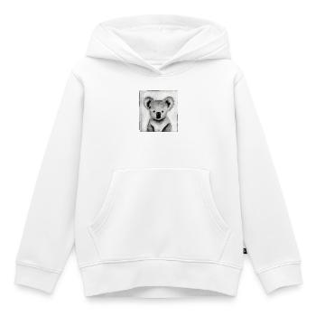 Koala noir et blanc - œuvres sculptées à la main - Sweat Premium à capuche enfant bio - blanc - Devant - AI Model Kid Female (0cm)