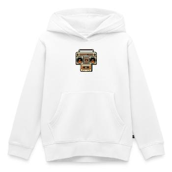 Graphique rétro Boombox orange - Sweat Premium à capuche enfant bio - blanc - Devant - AI Model Kid Female (0cm)