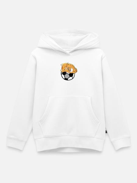 Kuschelkätzchen auf Fußball - Kinder Premium Organic Hoodie - Weiß