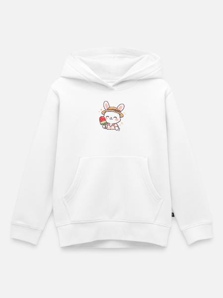 Sommerhäschen mit Wassermelone Eis - Kinder Premium Organic Hoodie - Weiß