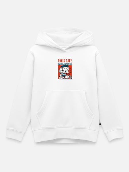 Paris Café Hund mit Baguette - Kinder Premium Organic Hoodie - Weiß