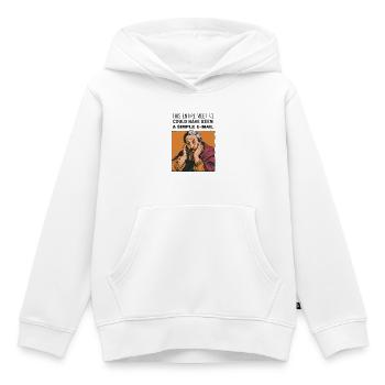 Réunion au lieu d’e-mail - Sweat Premium à capuche enfant bio - blanc - Devant - AI Model Kid Female (0cm)