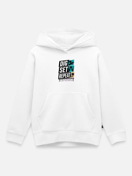 DIG SET REPEAT - Kinder Premium Organic Hoodie - Weiß