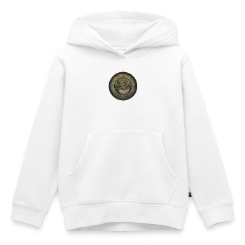 Chiot dinosaure dans l’œuf - Sweat Premium à capuche enfant bio - blanc - Devant - AI Model Kid Female (0cm)