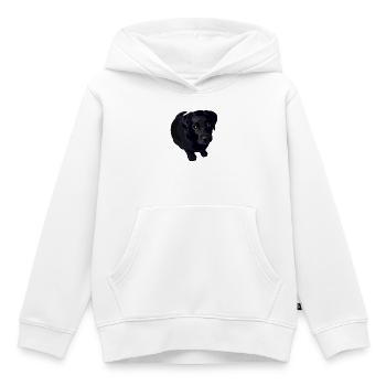 Chiot noir : moment dur et doux - Sweat Premium à capuche enfant bio - blanc - Devant - AI Model Kid Female (0cm)