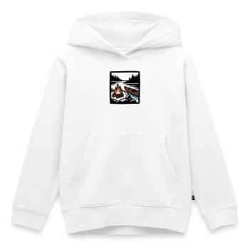 Icône de la forêt de canoë au feu de camp - Sweat Premium à capuche enfant bio - blanc - Devant - AI Model Kid Female (0cm)
