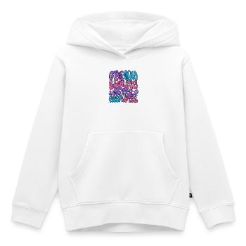 Typographie des bulles psychédéliques néon - Sweat Premium à capuche enfant bio - blanc - Devant - AI Model Kid Female (0cm)