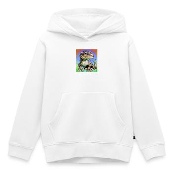 Gecko - Sweat Premium à capuche enfant bio - blanc - Devant - AI Model Kid Female (0cm)