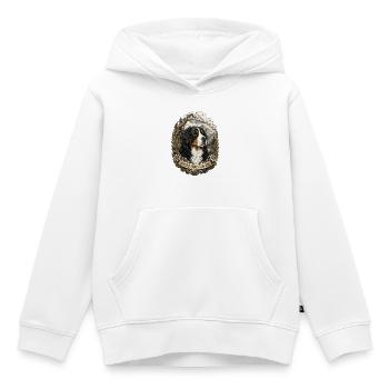 Berner Sennenhund Vintage Stil mit Berglandschaft - Kinder Premium Organic Hoodie - Weiß - Vorne - AI Model Kid Female (0cm)