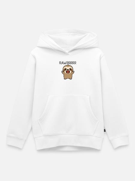 Faultier Lustiger Cartoon - Kinder Premium Organic Hoodie - Weiß