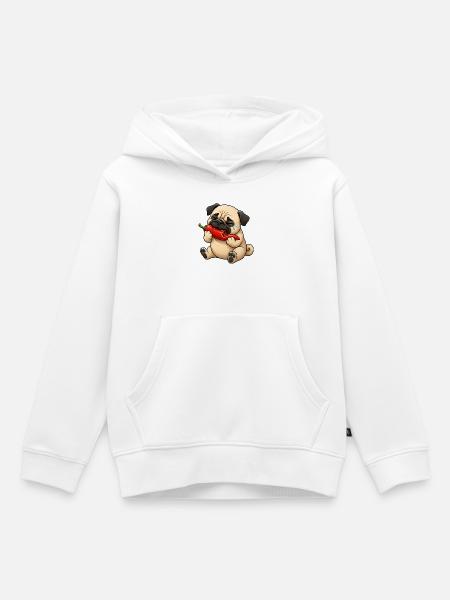 Mops Chili Scharf Lustiger Cartoon - Kinder Premium Organic Hoodie - Weiß