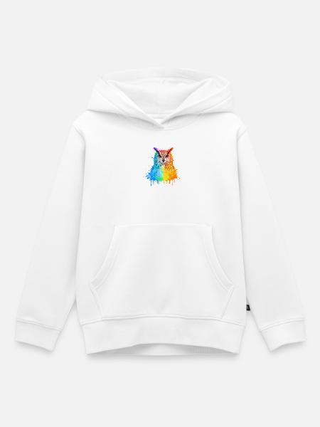 Eule Aquarell Illustration - Kinder Premium Organic Hoodie - Weiß