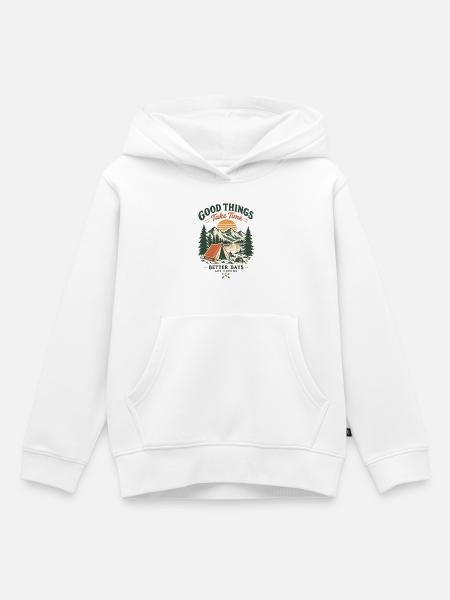 Gute Dinge brauchen Zeit – Campinglandschaft - Kinder Premium Organic Hoodie - Weiß