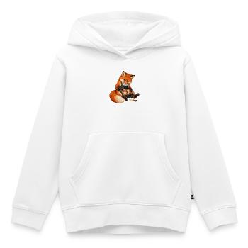 Fuchs legt eine Eichel-Intarsie - Kinder Premium Organic Hoodie - Weiß - Vorne - AI Model Kid Female (0cm)