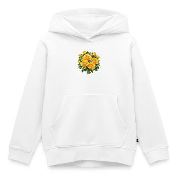 Golden Rose Bouquet Glow - Kinder Premium Organic Hoodie - Weiß - Vorne - AI Model Kid Female (0cm)