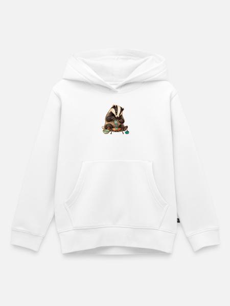 Dachs siebt Emaillepulver auf Kupfer - Kinder Premium Organic Hoodie - Weiß