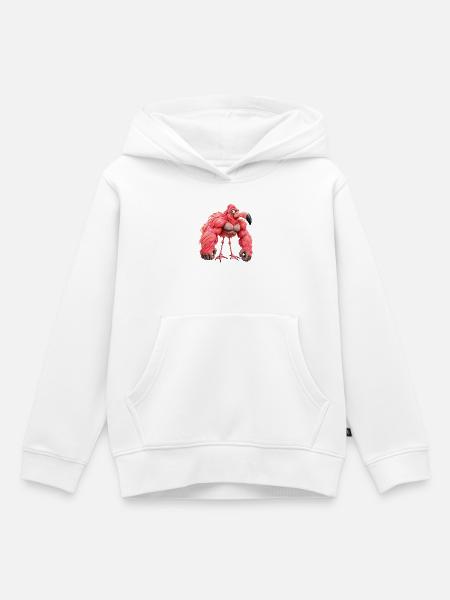 Muscular Flamingo – Verrückter Gorilla und Humor - Kinder Premium Organic Hoodie - Weiß