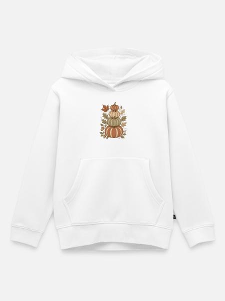 Herbstlicher Kürbisturm - Kinder Premium Organic Hoodie - Weiß