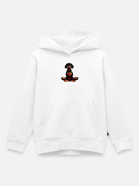 Dackel Yoga Doga - Kinder Premium Organic Hoodie - Weiß