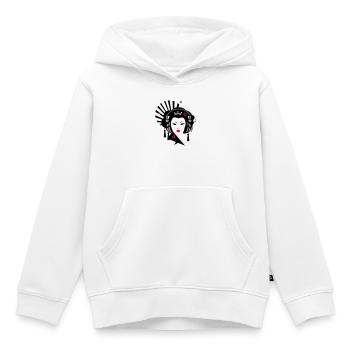 Geisha mit Kopfhörer - Kinder Premium Organic Hoodie - Weiß - Vorne - AI Model Kid Female (0cm)