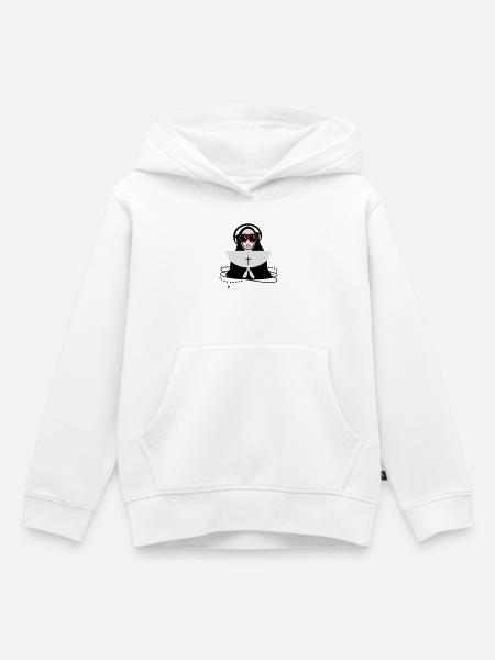 Nun con occhiali da sole e cuffie - Felpa Premium con cappuccio bambino bio - bianco