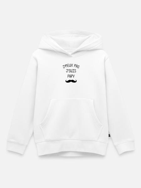 Papy Papi Bébé Naissance Grand Père Amour - Sweat Premium à capuche enfant bio - blanc