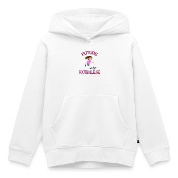 Future footballeuse passion foot - Sweat Premium à capuche enfant bio - blanc - Devant - AI Model Kid Female (0cm)